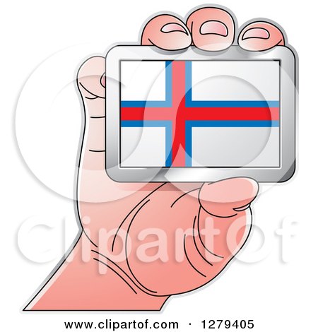 Clipart of a Caucasian Hand Holding a Faroe Island Flag - Royalty Free Vector Illustration by Lal Perera