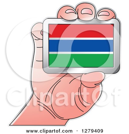 Clipart of a Caucasian Hand Holding a Gambian Flag - Royalty Free Vector Illustration by Lal Perera