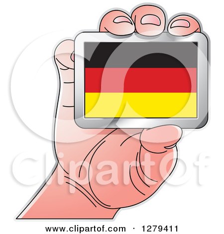 Clipart of a Caucasian Hand Holding a German Flag - Royalty Free Vector Illustration by Lal Perera