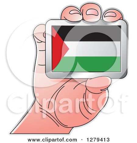 Clipart of a Caucasian Hand Holding a Palestine Flag - Royalty Free Vector Illustration by Lal Perera