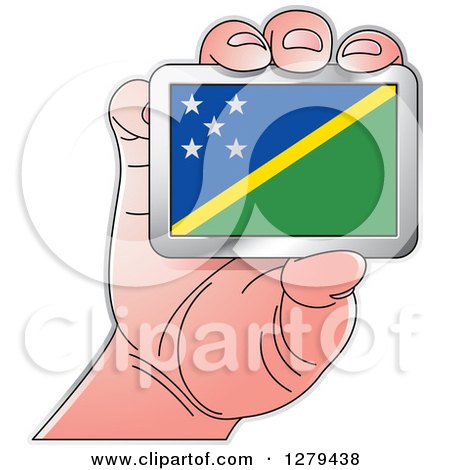 Clipart of a Caucasian Hand Holding a Solomon Island Flag - Royalty Free Vector Illustration by Lal Perera