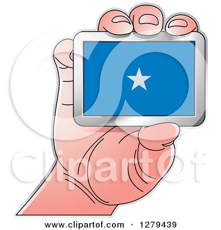 Clipart of a Caucasian Hand Holding a Somalia Flag - Royalty Free Vector Illustration by Lal Perera