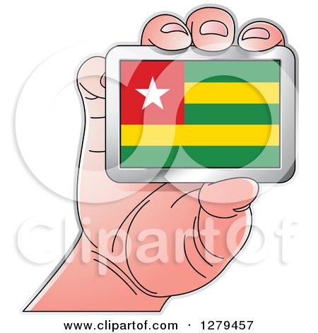 Clipart of a Caucasian Hand Holding a Togo Flag - Royalty Free Vector Illustration by Lal Perera