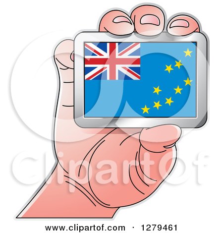 Clipart of a Caucasian Hand Holding a Tuvalu Flag - Royalty Free Vector Illustration by Lal Perera