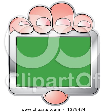Clipart of a Caucasian Hand Holding a Lybia Flag - Royalty Free Vector Illustration by Lal Perera