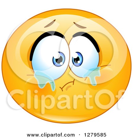 Clipart of a Crying Forlorn Yellow Smiley Face Emoticon - Royalty Free Vector Illustration by yayayoyo