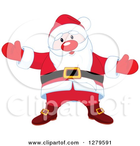Clipart of a Welcoming Christmas Santa Claus Wanting a Hug - Royalty Free Vector Illustration by Pushkin