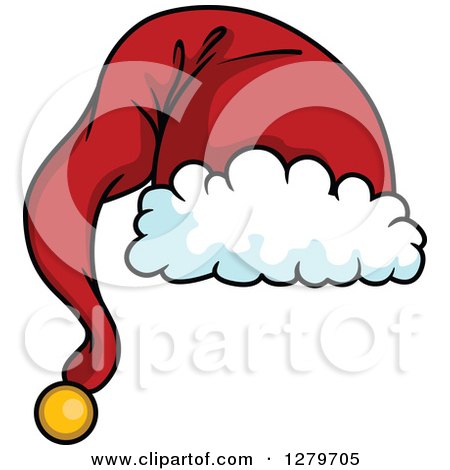 Clipart of a Red Santa Hat with White Wool and a Bell - Royalty Free Vector Illustration by Vector Tradition SM