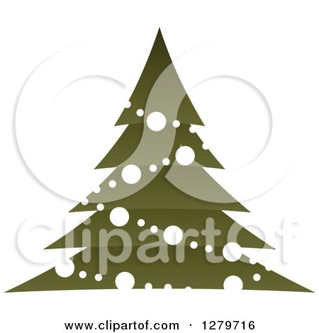 Clipart of a Dark Green Christmas Tree with White Garlands and Ornaments - Royalty Free Vector Illustration by Vector Tradition SM