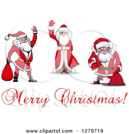 Clipart of a Merry Christmas Greeting Under Santas - Royalty Free Vector Illustration by Vector Tradition SM