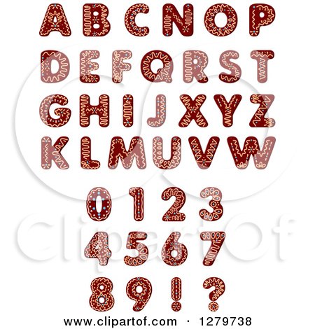 Clipart of Christmas Gingerbread Cookie Letters, Numbers and Punctuation - Royalty Free Vector Illustration by Vector Tradition SM