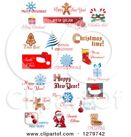 Clipart of Christmas Text and Icon Designs - Royalty Free Vector Illustration by Vector Tradition SM