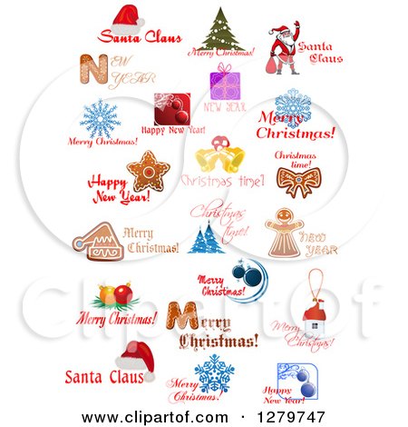 Clipart of Christmas Text and Icon Designs 4 - Royalty Free Vector Illustration by Vector Tradition SM