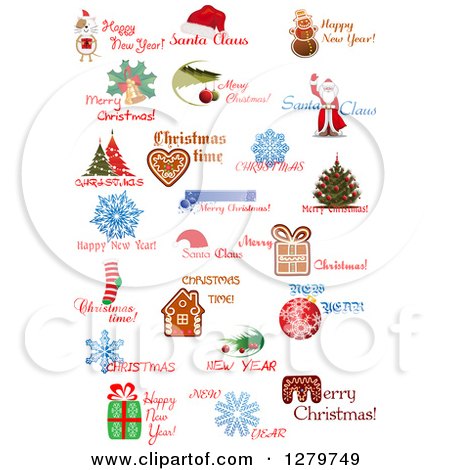 Clipart of Christmas Text and Icon Designs 3 - Royalty Free Vector Illustration by Vector Tradition SM