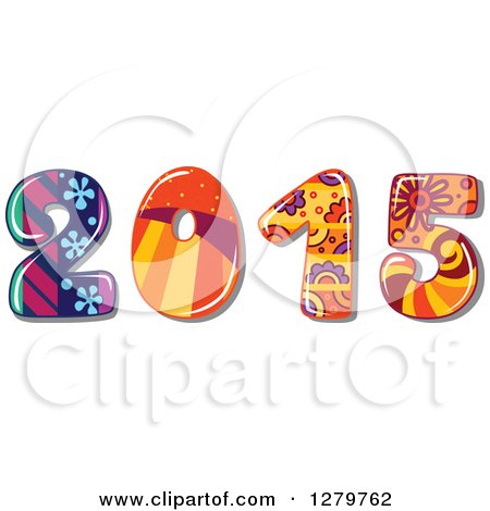 Clipart of a Funky Patterned New Year 2015 - Royalty Free Vector Illustration by Vector Tradition SM