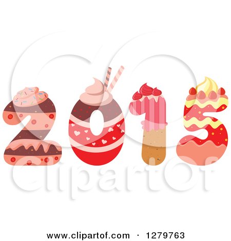 Clipart of a Cake and Frosting Patterned New Year 2015 - Royalty Free Vector Illustration by Vector Tradition SM