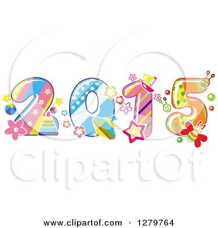 Clipart of a Stripes Toys and Dot Patterned New Year 2015 - Royalty Free Vector Illustration by Vector Tradition SM