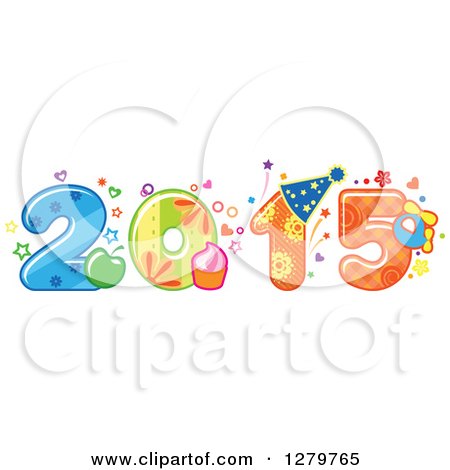 Clipart of a Food and Patterned New Year 2015 - Royalty Free Vector Illustration by Vector Tradition SM