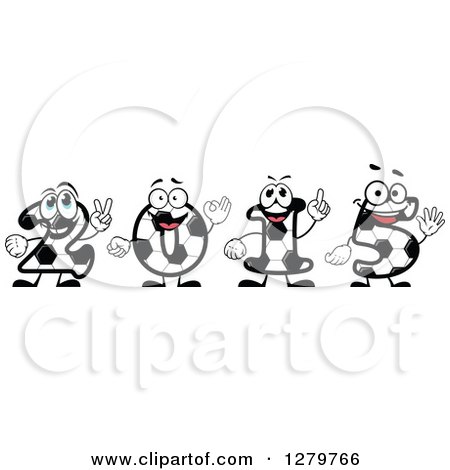 Clipart of Happy Soccer Ball Number Characters Forming New Year 2015 - Royalty Free Vector Illustration by Vector Tradition SM