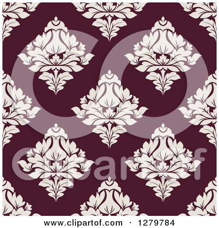 Clipart of a Seamless Background Design Pattern of Purple Damask - Royalty Free Vector Illustration by Vector Tradition SM