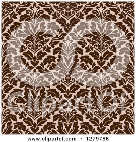 Clipart of a Seamless Background Design Pattern of Brown Damask 2 - Royalty Free Vector Illustration by Vector Tradition SM
