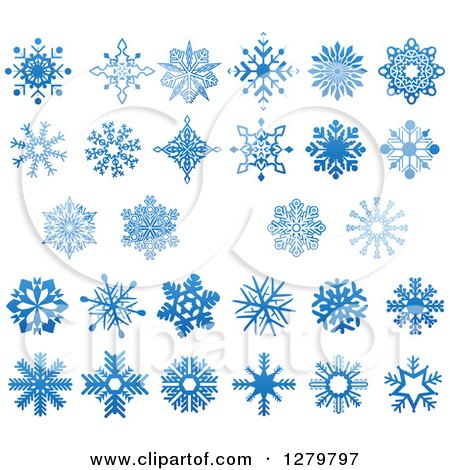 Clipart of Blue Snowflake Designs - Royalty Free Vector Illustration by Vector Tradition SM
