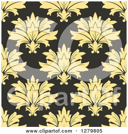 Clipart of a Seamless Background Design Pattern of Yellow Floral - Royalty Free Vector Illustration by Vector Tradition SM