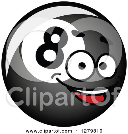 Clipart of a Shiny Billiards Eightball Character Facing Right - Royalty Free Vector Illustration by Vector Tradition SM