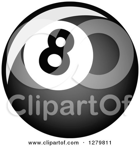 Clipart of a Grayscale Shiny Billiards Eightball 2 - Royalty Free Vector Illustration by Vector Tradition SM