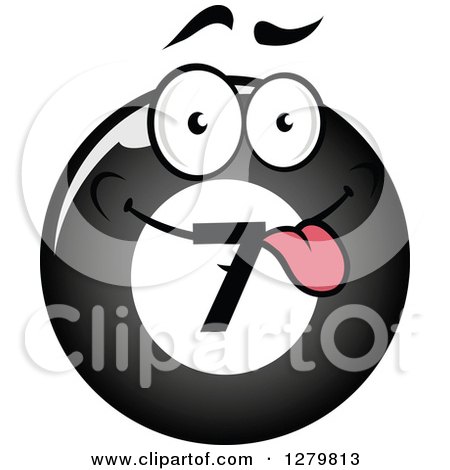 Clipart of a Goofy Billiards Seven Ball Character - Royalty Free Vector Illustration by Vector Tradition SM