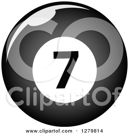Clipart of a Grayscale Shiny Billiards Seven Ball - Royalty Free Vector Illustration by Vector Tradition SM