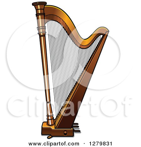 Clipart of a Brown Harp - Royalty Free Vector Illustration by Vector Tradition SM