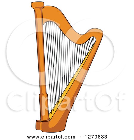 Clipart of a Wooden Harp - Royalty Free Vector Illustration by Vector Tradition SM