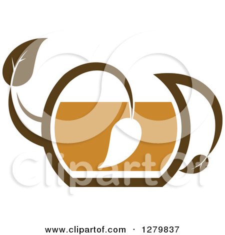 Clipart of a Leafy Brown Tea Pot 11 - Royalty Free Vector Illustration by Vector Tradition SM