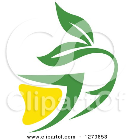 Clipart of a Green and Yellow Tea Cup with Leaves 6 - Royalty Free Vector Illustration by Vector Tradition SM
