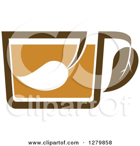 Clipart of a Leafy Brown Tea Cup 29 - Royalty Free Vector Illustration by Vector Tradition SM