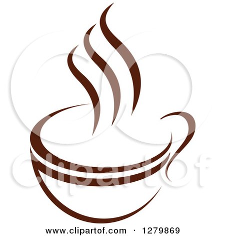 Clipart of a Dark Brown and White Steamy Coffee Cup 52 - Royalty Free Vector Illustration by Vector Tradition SM