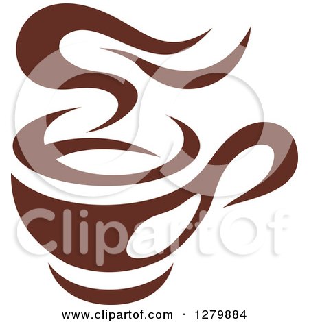 Clipart of a Dark Brown and White Steamy Coffee Cup 48 - Royalty Free Vector Illustration by Vector Tradition SM