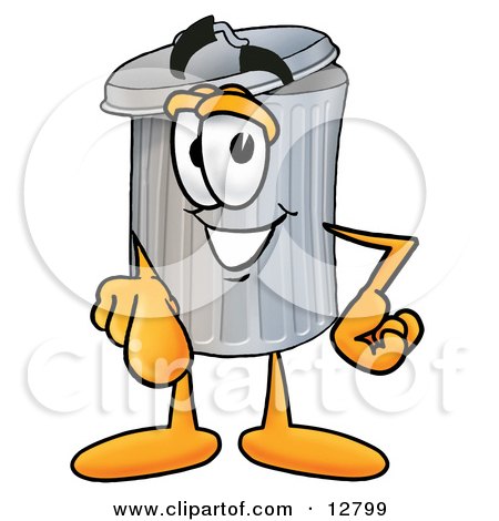 Clipart Picture of a Garbage Can Mascot Cartoon Character Pointing at the Viewer by Mascot Junction