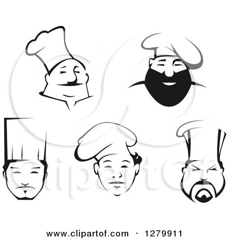 Clipart of Black and White Male Chef Faces - Royalty Free Vector Illustration by Vector Tradition SM