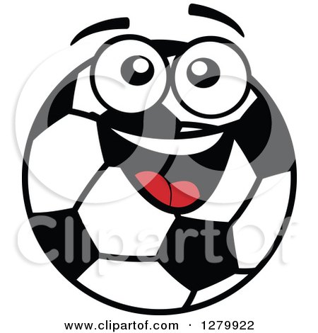 Clipart of a Happy Soccer Ball Character Smiling and Looking up - Royalty Free Vector Illustration by Vector Tradition SM
