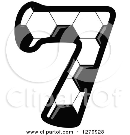 Clipart of a Grayscale Soccer Ball Number Seven - Royalty Free Vector Illustration by Vector Tradition SM
