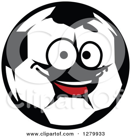 Clipart of a Happy Soccer Ball Character Smiling - Royalty Free Vector Illustration by Vector Tradition SM