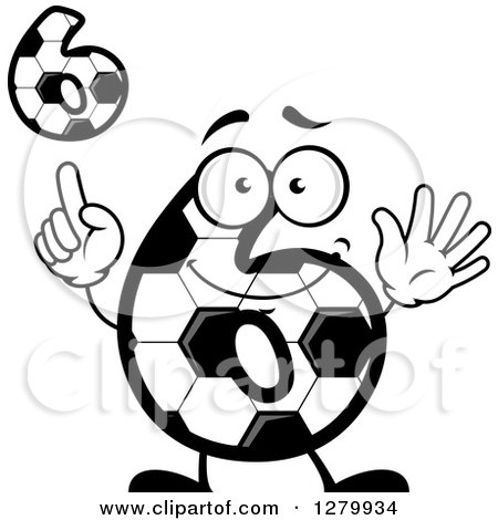 Clipart of Grayscale Soccer Ball Number Six Designs - Royalty Free Vector Illustration by Vector Tradition SM
