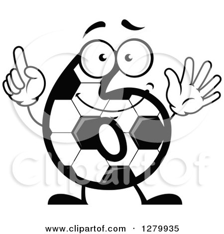 Clipart of a Grayscale Soccer Ball Number Six Character - Royalty Free Vector Illustration by Vector Tradition SM