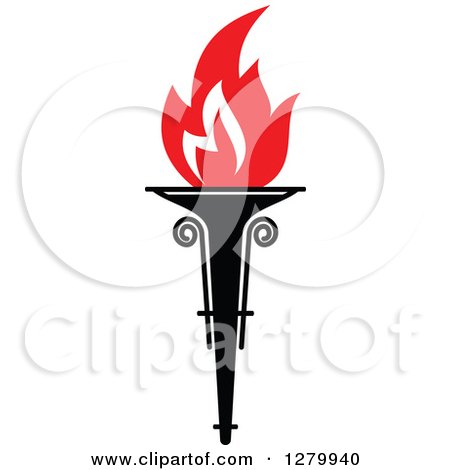 Clipart of a Black Torch with Red Flames 22 - Royalty Free Vector Illustration by Vector Tradition SM