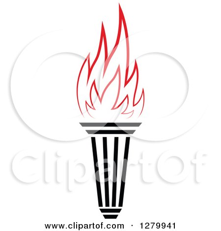 Clipart of a Black Torch with Red Flames 23 - Royalty Free Vector Illustration by Vector Tradition SM