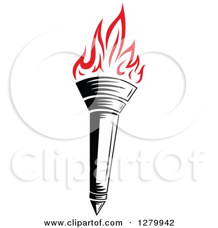 Clipart of a Black Torch with Red Flames 24 - Royalty Free Vector Illustration by Vector Tradition SM