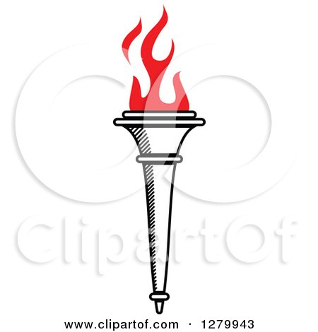 Clipart of a Black Torch with Red Flames 25 - Royalty Free Vector Illustration by Vector Tradition SM