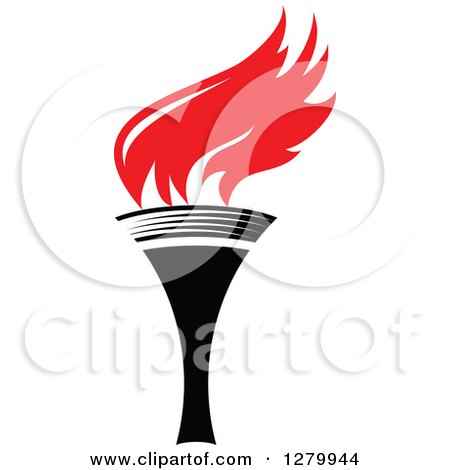 Clipart of a Black Torch with Red Flames 26 - Royalty Free Vector Illustration by Vector Tradition SM